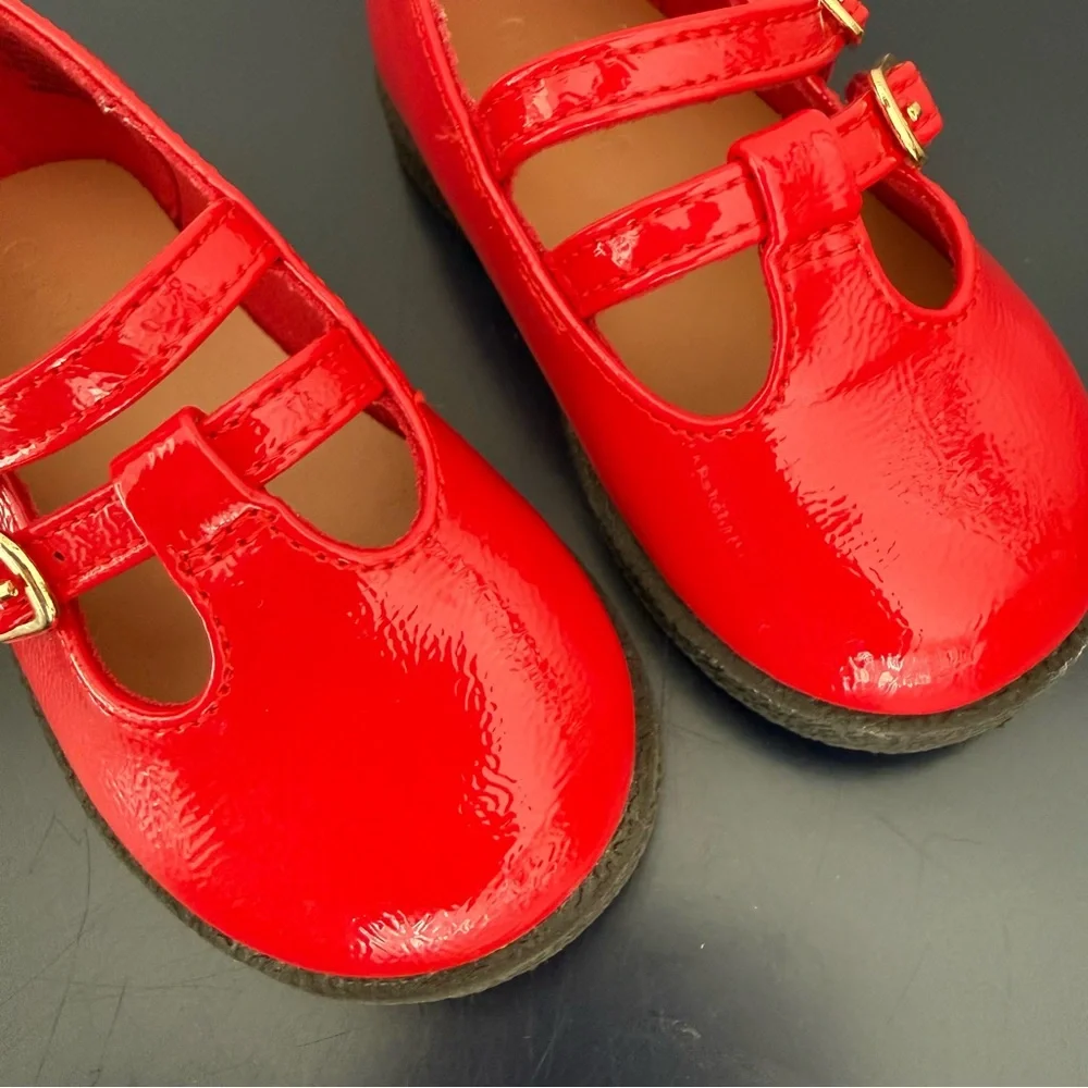 Old Navy Toddler Girls Mary Jane Red Buckle Flat Shoes Size 6c - Picture 3 of 7